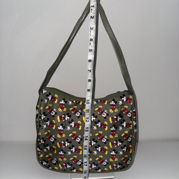 Disney Mickey Mouse Purse Olive Green Shoulder Bag Zipper and Small Hand Pouch - Picture 8 of 11
